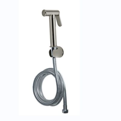 Nachhaltiges leichtgraues handgeführtes Bidet-Toilettensprühgerät mit Wandhakenhalter