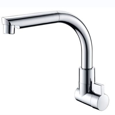 Wandmontierte Keramik-Munitionskartuschen-Küchenarmatur mit Chrom-Finish für moderne Spülen