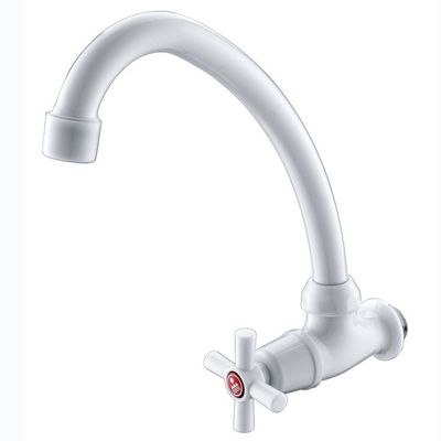 Moderner ABS-Gänsehals-Wasserhahn mit Chrom-Oberflächenveredelung Einhandgriff Wandbefestigter Kunststoffhahn