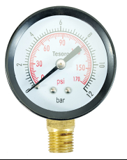 50 Radialmanometer, Elektrophorese-Eisen-Gehäuse-Seitenanschluss, Luftdruckmanometer-Kupferanschluss, Luftkompressor-Manometer