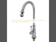 Modernes Design Zinklegierung Ziehen Sie aus Silber Waschbecken Küchenhahn Mischer Heißkaltwasserhahn