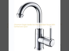 Chrom-Einhandgriff-Hoch- und Kaltwasserbeckenhahn mit Lehmspulen