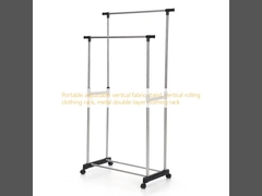 Träger aus vertikal verstellbarem Stoff, vertikal rollendes Kleidungsregal, Metall-Doppelschicht-Kleidungsregal