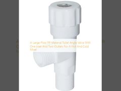 Ein Toilettenwinkelventil aus PP-Material mit großem Durchfluss mit einem Einlass und zwei Ausläufen für einen Heiß-Kalt-Mixer